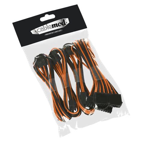 Kit Extension De Cables Sleeved Para Fuente De Poder Negro Naranja