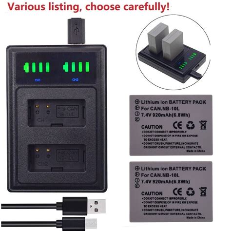 NB 10L Battery Or USB Dual Charger For Canon PowerShot GSX40 HS SX50 HS