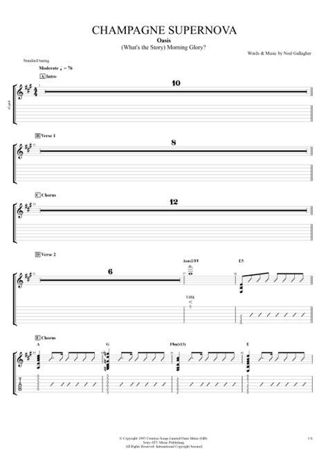 Champagne Supernova Tab By Oasis Guitar Pro Guitars Bass Backing