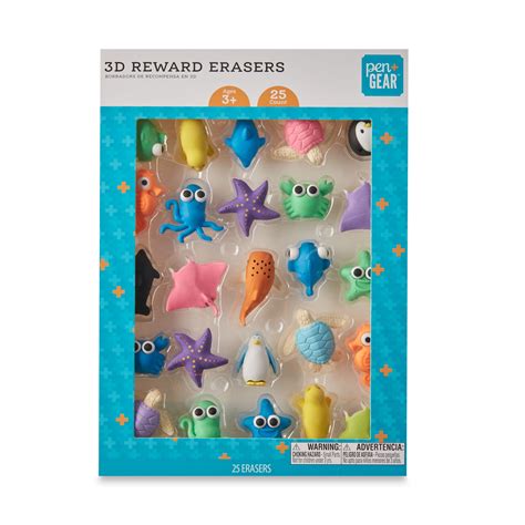 Pengear Eraser Pals Sea Creatures Theme 25 Count Multi Color