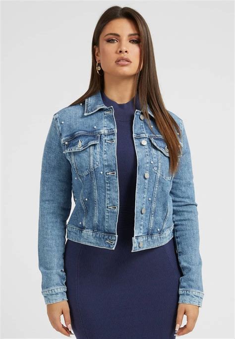 Guess Perles Veste En Jean Bleu Ciel Bleu Clair Zalando Fr