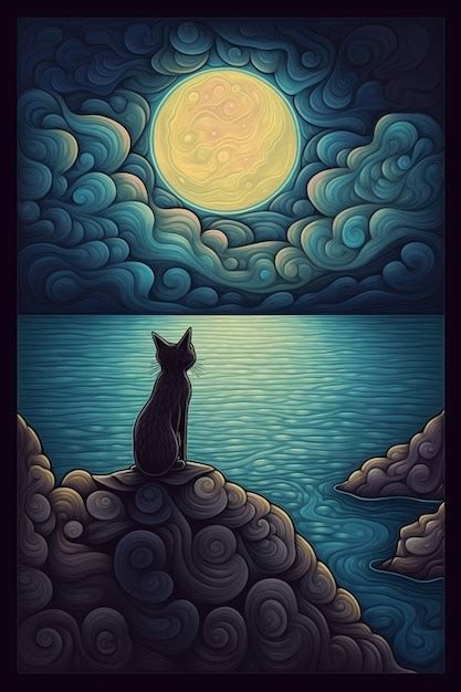 Un Gato Mirando La Luna Foto Premium