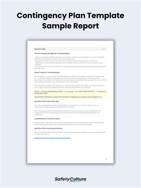 Contingency Plan Template Free Pdf Safetyculture