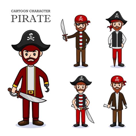 Premium Vector Cartoon Set Of Pirate Vector Character Illustration