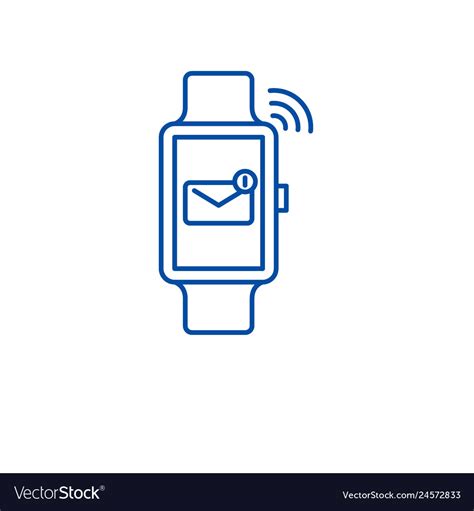 Smart Watch Line Icon Concept Flat Royalty Free Vector Image