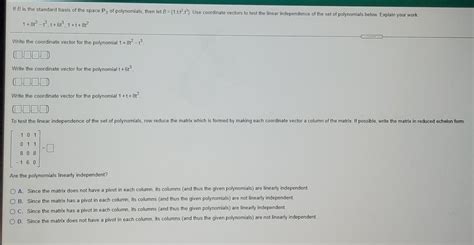 Solved If B Is The Standard Basis Of The Space Pg Of Chegg