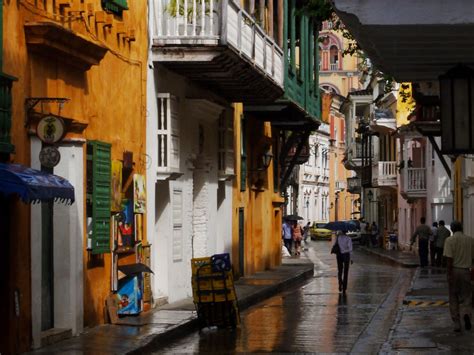 Cartagena houses and flowers, Colombia