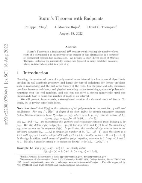(PDF) Sturm's Theorem with Endpoints