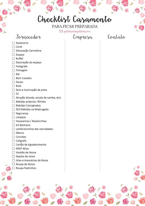 Checklist básico de casamento para não esquecer nenhum detalhe do