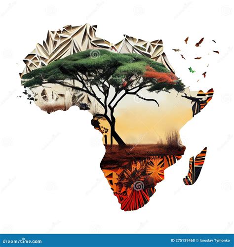 Concept Travel Of Silhouette Map Africa D Icon Ethnic Pattern Isolated