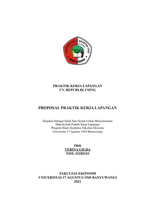 Proposal Pkl Verina Pkl Praktik Kerja Lapangan Cv Republik Using