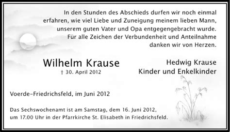 Alle Traueranzeigen F R Wilhelm Krause Trauer Rp Online De