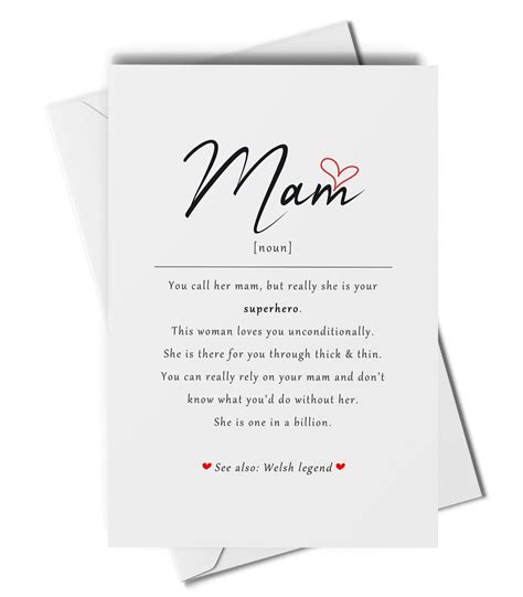 Mam Definition Greetings Card Welsh Mam Card Mam Card For Any