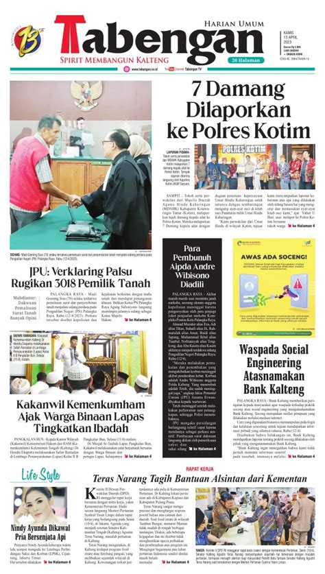 Koran Harian Umum Tabengan Edisi 13 April 2023