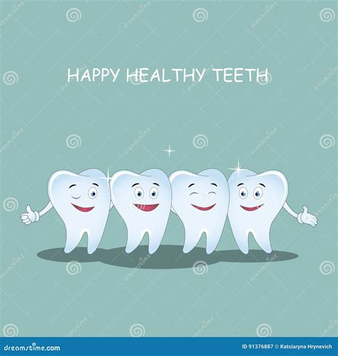 Happy Healthy Teeth Vector Illustration For Children Dentistry And