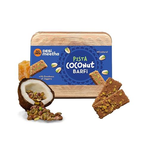 Go Desi Desi Meetha Pista Coconut Barfi Dry Fruits Sweet No