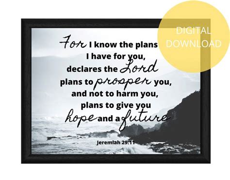 For I Know The Plans I Have For You Printable Jeremiah 29 11 Wall Art