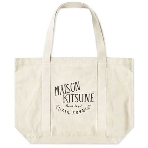 Maison Kitsuné Palais Royal Tote Bag Ecru Black END UK