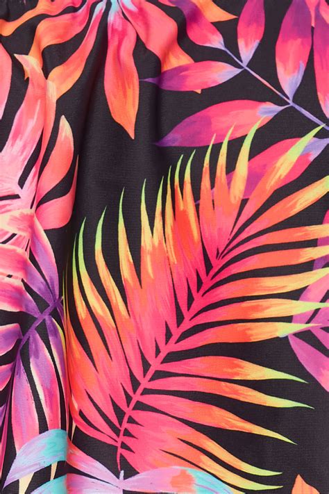 YOURS Plus Size Black Tropical Print Frill Bikini Top Yours Clothing