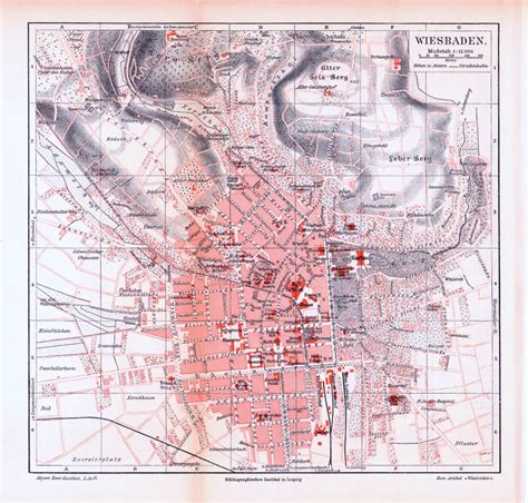 Wiesbaden Stadtplan Ca Original Der Zeit Archiv Historischer