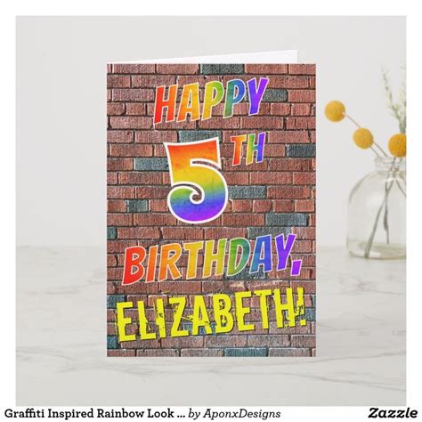 Graffiti Inspired Rainbow Look Happy Th Birthday Card Zazzle St