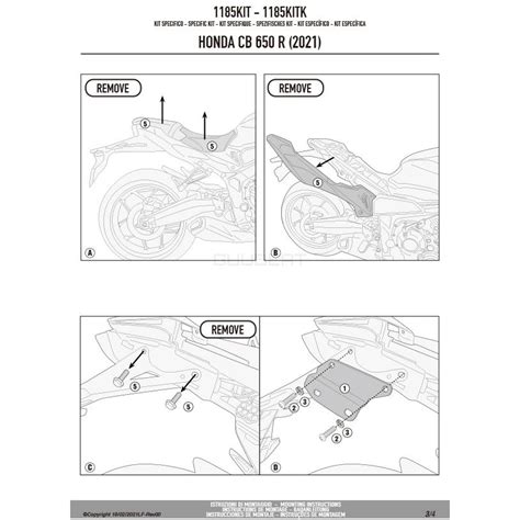 GIVI 1185KIT フィッティングキット TE1185サイドバッグホルダー用HONDA CB 650 R 21 23 専用ジビ