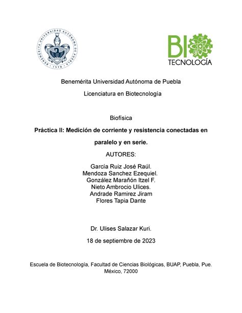 Pr Ctica Ii Biof Sica Benem Rita Universidad Aut Noma De Puebla