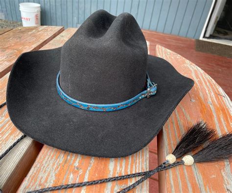 Cowboy Hat Band Hand Made Of Genuine Leather 12 Wide 26 Etsy