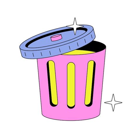 Un Dibujo De Un Contenedor De Basura Rosa Y Amarillo Con Una Tapa