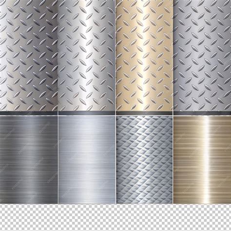 A set of different metal pieces with a metal background and a metal