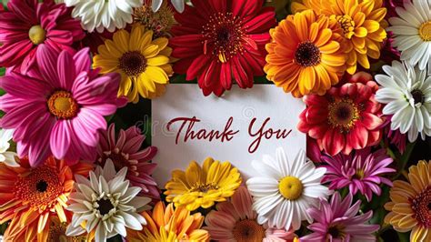 Thank You Card With Colorful Flowers Stock Illustration Illustration