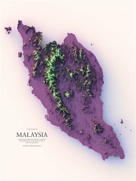 Shaded Relief Map Of Malaysia Minus Sabah Maps On The Web