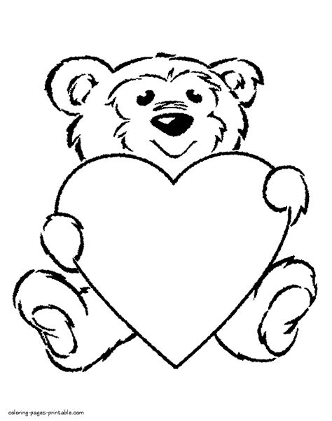 Teddy Bear With A Heart Coloring Page Coloring Pages Printablecom