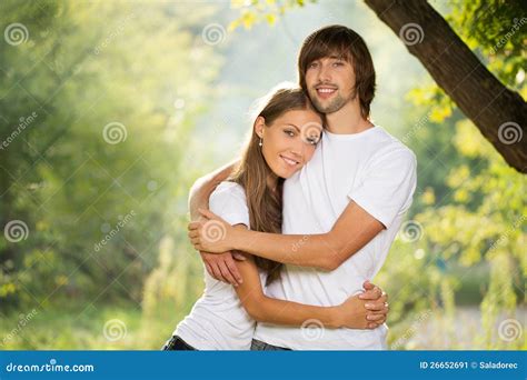 Young Attractive Couple Together Outdoors Stock Image Image Of Girl