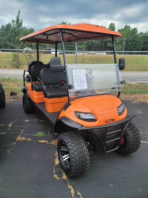 2022 Icon I60l 6 Passenger Lifted Electric Golf Cart Orange Elite