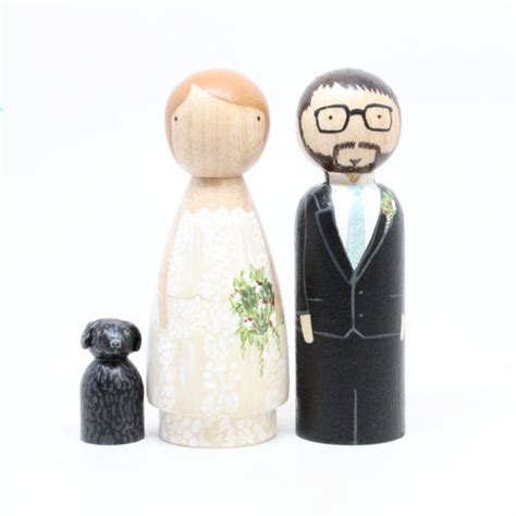 Custom Wedding Cake Toppers With Cat Wooden Peg Dolls Fair Etsy