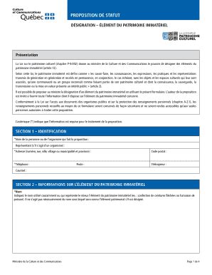 Fillable Online Proposition De Statut Dsignation Lment Du Patrimoine