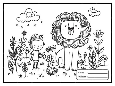 Premium Vector Lion Coloring Page For Kids Hand Drawn Book Illustration