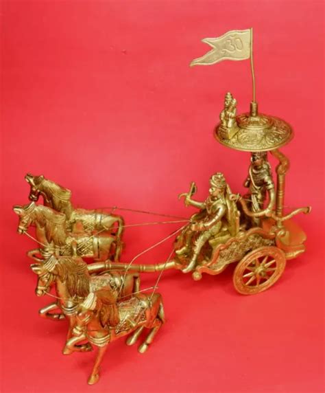 LORD KRISHNA ARJUN Rath Handmade Brass Geeta Arjun Chariot With Krishna