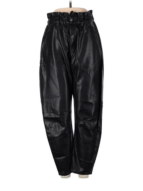 Zara Solid Black Faux Leather Pants Size 6 49 Off Thredup