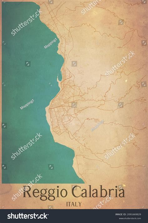 Vintage Map Reggio Calabria Italy Paper Stock Illustration 2091669829 Shutterstock