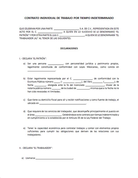 Individual Modelo De Contrato De Trabajo Simple V Rios Modelos