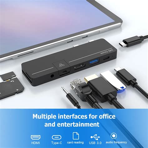 Usb C Hub For Microsoft Surface Pro 8 Hdmi Compatible Rj45 3 5mm Audio