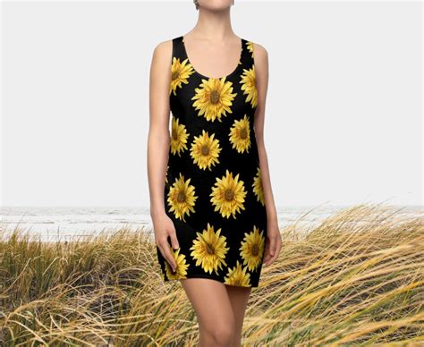 Sunflower Dress Sunflower Print Summer Dress Tank Dress Etsy