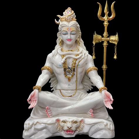 Magnificent Inch Pure White Marble Lord Shiva Statue Murti In The Uk