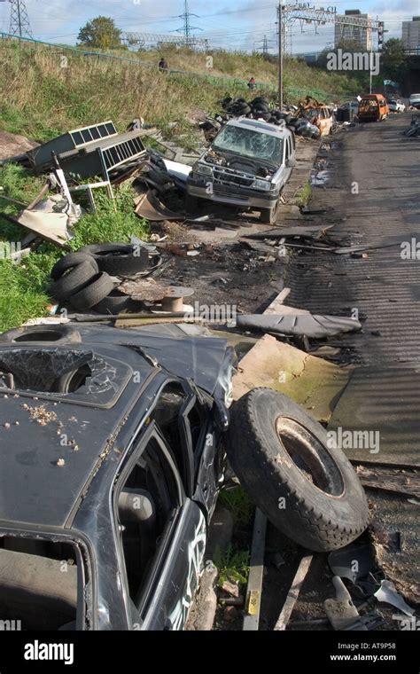 Abandoned Wrecked Cars And Rubbish Marshgate Lane Stratford London