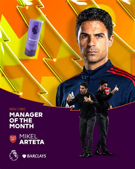 Official Mikel Arteta Win Epl Manager Of The Month Nov Dec 2022