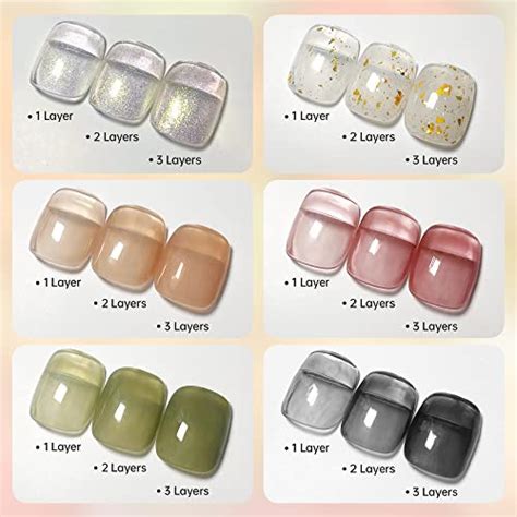 YTD Likomey Nude Gel Nail Polish Kit Jelly Translucent Neutral 6 Colors