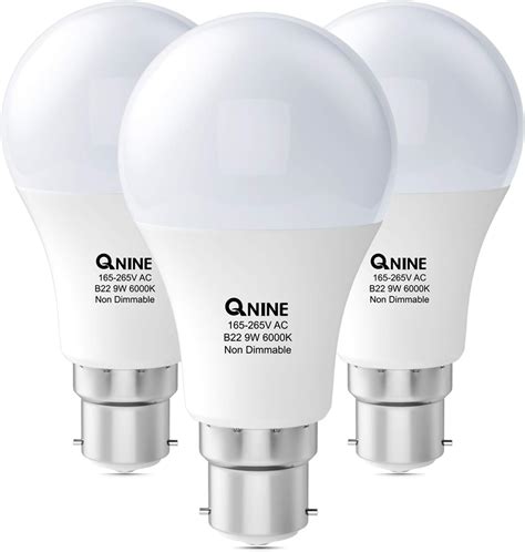 QNINE Cool White Bayonet Light Bulbs 𝟗𝐖 𝟔𝟎𝐖 Equivalent 806lm 𝟔𝟎𝟎𝟎𝐊