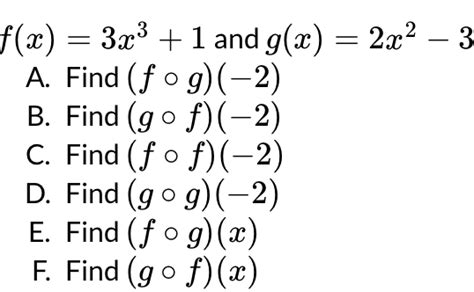 Solved F X 3x3 1 ﻿and G X 2x2 3a ﻿find F G 2 B ﻿find